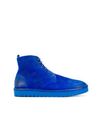 Синие замшевые ботинки на шнуровке