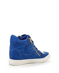 Синие замшевые кроссовки на танкетке от Burlesque