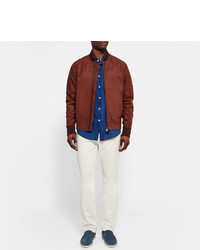 Мужские синие замшевые лоферы от Loro Piana