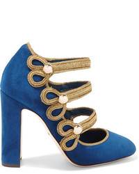 Синие замшевые туфли с украшением от Dolce & Gabbana
