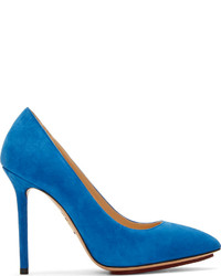 Синие замшевые туфли от Charlotte Olympia