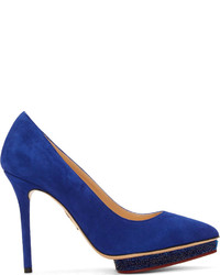 Синие замшевые туфли от Charlotte Olympia