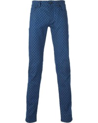 Мужские синие зауженные джинсы в горошек от Dolce & Gabbana