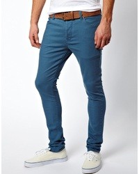 Мужские синие зауженные джинсы от Asos