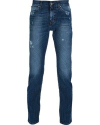 Мужские синие зауженные джинсы от Balmain