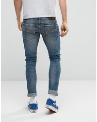 Мужские синие зауженные джинсы от Nudie Jeans