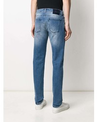 Мужские синие зауженные джинсы от Kiton