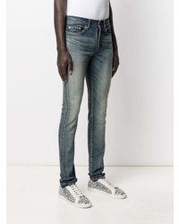 Мужские синие зауженные джинсы от Saint Laurent