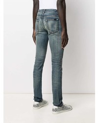 Мужские синие зауженные джинсы от Saint Laurent