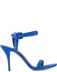 Синие кожаные босоножки на каблуке от Alexander Wang