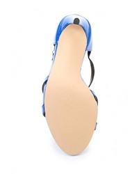 Синие кожаные босоножки на каблуке от Calipso