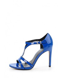 Синие кожаные босоножки на каблуке от Calipso