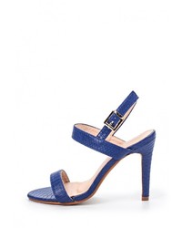 Синие кожаные босоножки на каблуке от Catisa
