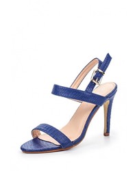 Синие кожаные босоножки на каблуке от Catisa