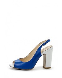 Синие кожаные босоножки на каблуке от El'Rosso