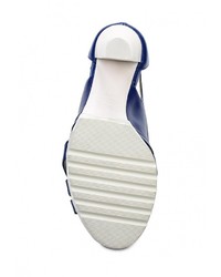 Синие кожаные босоножки на каблуке от Roberto Botticelli