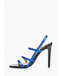Синие кожаные босоножки на каблуке от Sergio Todzi