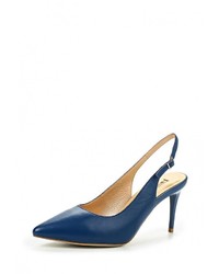 Синие кожаные босоножки на каблуке от Vitacci