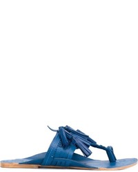 Женские синие кожаные босоножки от Figue