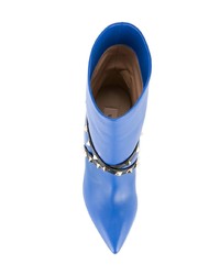 Синие кожаные ботильоны с шипами от Valentino