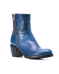 Синие кожаные ботильоны от Rocco P.
