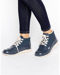 Женские синие кожаные ботинки от Kickers
