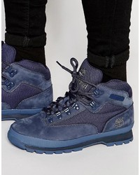 Мужские синие кожаные ботинки от Timberland