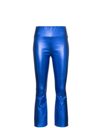 Синие кожаные брюки-клеш от Sprwmn