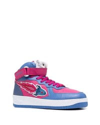 Мужские синие кожаные высокие кеды с принтом от Enterprise Japan