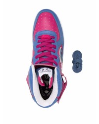 Мужские синие кожаные высокие кеды с принтом от Enterprise Japan