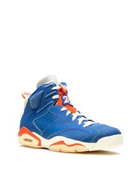 Мужские синие кожаные высокие кеды от Jordan