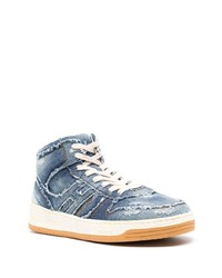 Мужские синие кожаные высокие кеды от Hogan