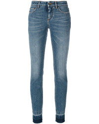 Синие кожаные джинсы скинни от Dolce & Gabbana