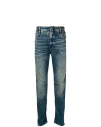 Мужские синие кожаные джинсы от G-Star Raw Research
