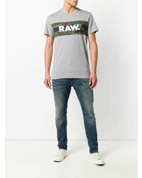 Мужские синие кожаные джинсы от G-Star Raw Research