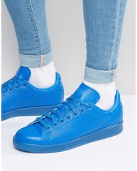Мужские синие кожаные кеды от adidas