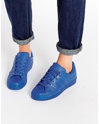 Женские синие кожаные кеды от adidas