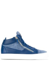 Мужские синие кожаные кеды от Giuseppe Zanotti Design