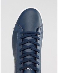 Мужские синие кожаные кеды от Lacoste