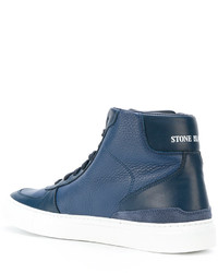 Мужские синие кожаные кеды от Stone Island