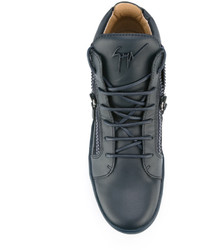 Мужские синие кожаные кеды от Giuseppe Zanotti Design