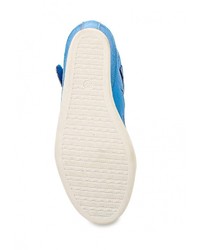 Синие кожаные кроссовки на танкетке от Burlesque