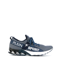 Мужские синие кожаные кроссовки от Plein Sport