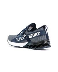 Мужские синие кожаные кроссовки от Plein Sport