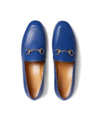 Женские синие кожаные лоферы от Gucci
