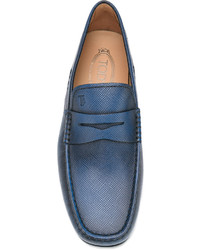 Мужские синие кожаные лоферы от Tod's