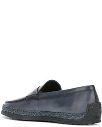 Мужские синие кожаные лоферы от Tod's