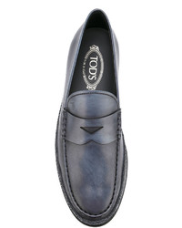 Мужские синие кожаные лоферы от Tod's