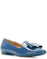 Женские синие кожаные лоферы от Salvatore Ferragamo