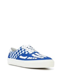 Мужские синие кожаные низкие кеды в клетку от Amiri